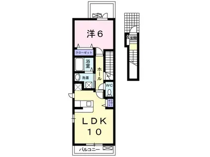 ジェミニ・カストル(1LDK/2階)の間取り写真