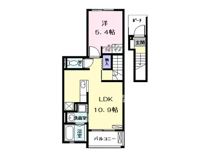 サン・パラストF Ⅲ(1LDK/2階)の間取り写真