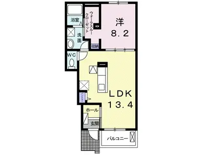 アンソレイエ6(1LDK/1階)の間取り写真