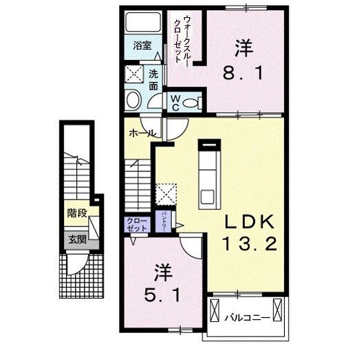アンソレイエ6(2LDK/2階)の間取り写真