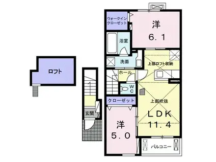 シャン・デ・コロール(2LDK/2階)の間取り写真