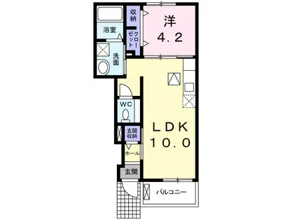 レジデンス花火屋(1LDK/1階)の間取り写真