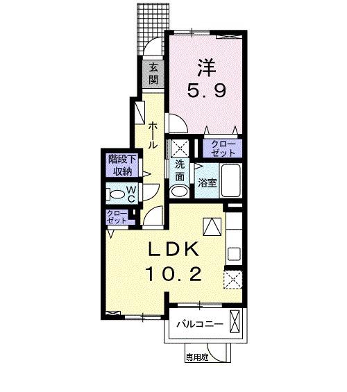 シャルシアン Ⅱ(1LDK/1階)の間取り写真