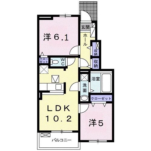 エムズ ドゥーエⅡ(2LDK/1階)の間取り写真