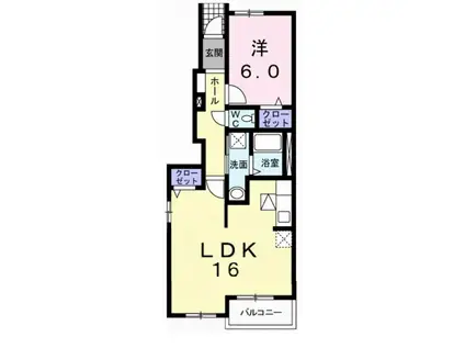 アン ルミエール Ⅱ(1LDK/1階)の間取り写真