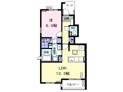 カルム ジェルメⅠ(1LDK/1階)の間取り写真