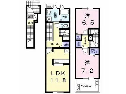 ウィステリアタウンⅨ(2LDK/2階)の間取り写真