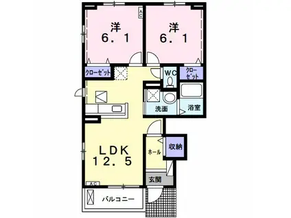 アン フルーヴ(2LDK/1階)の間取り写真