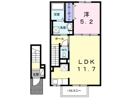 ソイビーンズ シックス(1LDK/2階)の間取り写真