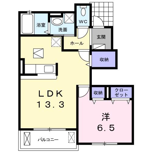 ホワイトピア(1LDK/1階)の間取り写真