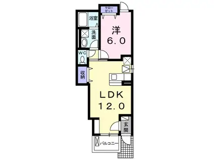 カルム大岩(1LDK/1階)の間取り写真