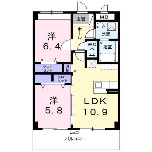 さくさくフレンズ(2LDK/4階)の間取り写真