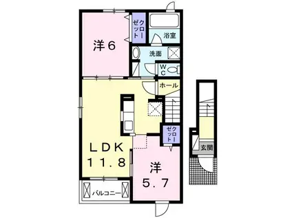 シエーネ マリユ B(2LDK/2階)の間取り写真