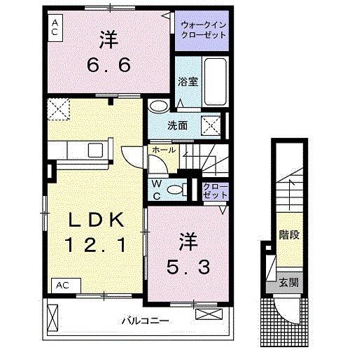 アドニスⅡ(2LDK/2階)の間取り写真