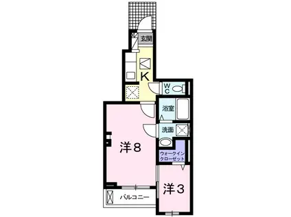 アレグレパス安倉(1SK/1階)の間取り写真