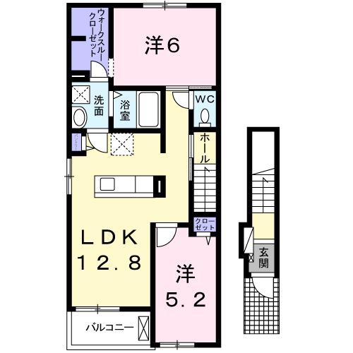 シャン・ノール ⅩⅦ(2LDK/2階)の間取り写真