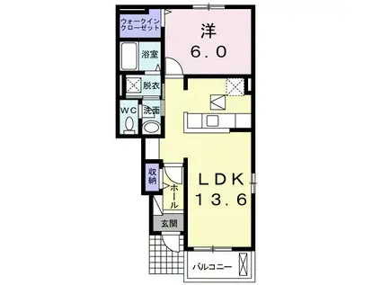 ロジュマンK.H.S(1LDK/1階)の間取り写真
