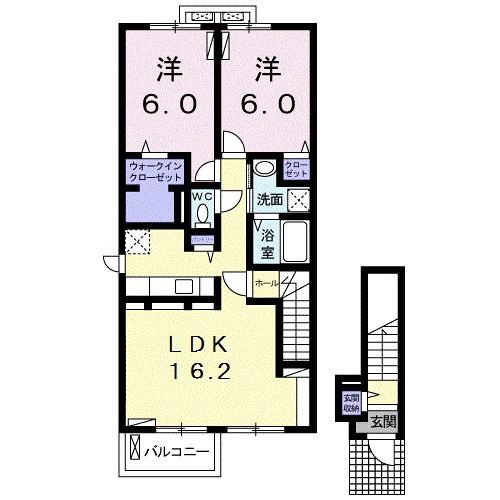 ソレイユ Ⅱ(2LDK/2階)の間取り写真