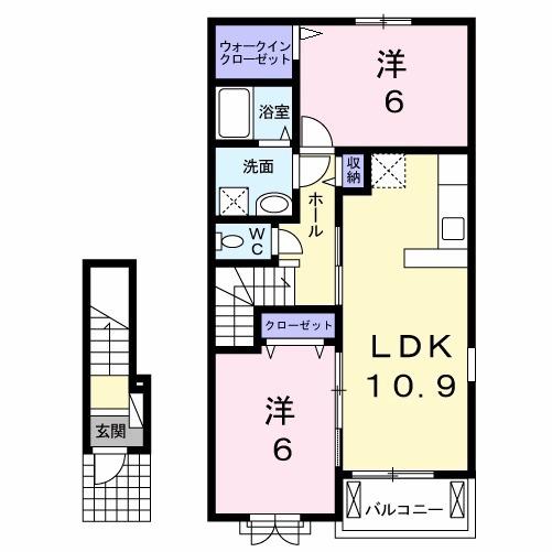 メゾンソレイユ2(2LDK/2階)の間取り写真
