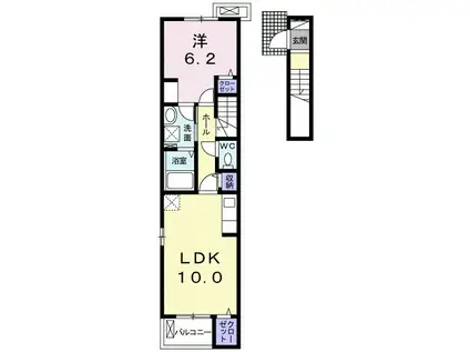 シェノン(1LDK/2階)の間取り写真