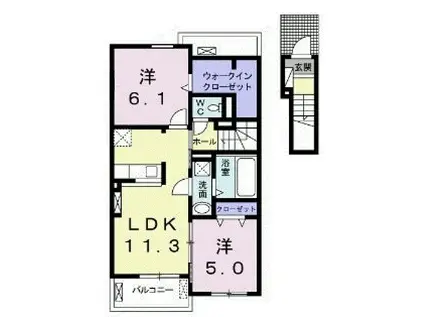 メロウⅡ(2LDK/2階)の間取り写真