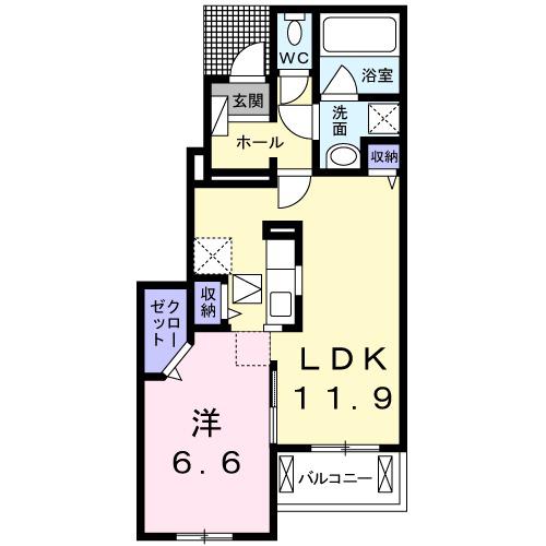 ウィステリアK Ⅰ(1LDK/1階)の間取り写真