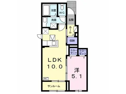 コンフォート南鶉Ⅱ(1LDK/1階)の間取り写真