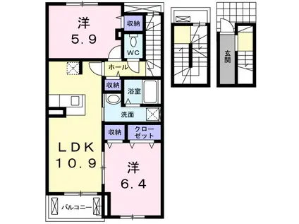 ガーデンハイツⅢ(2LDK/3階)の間取り写真