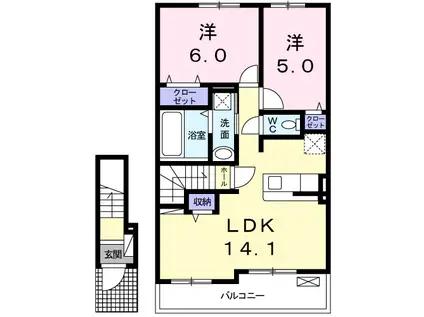 マニエラ Ⅰ(2LDK/2階)の間取り写真
