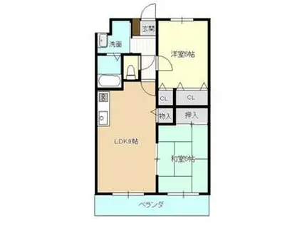 リベルテ曳馬(2LDK/3階)の間取り写真