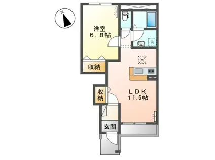 ミルキーウェイⅡ(1LDK/1階)の間取り写真