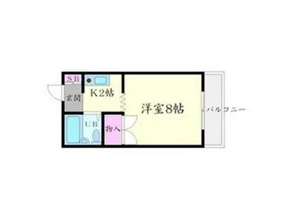 シャルムハイツ小野原(1K/1階)の間取り写真