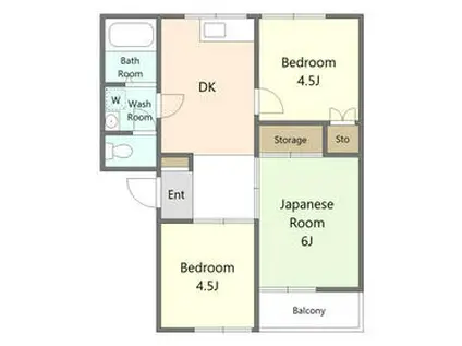 ハイツ青桐(3DK/2階)の間取り写真