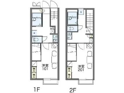 レオパレスツェーントル三好(1K/1階)の間取り写真