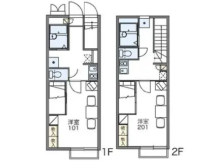 レオパレスフォルトソム(1K/1階)の間取り写真