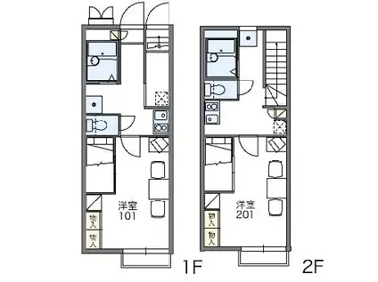レオパレスYANAGIⅡ(1K/2階)の間取り写真