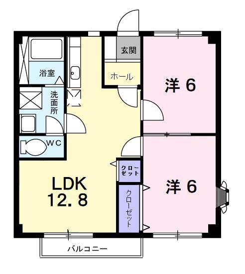 アーバンスクエアⅢ(2LDK/1階)の間取り写真