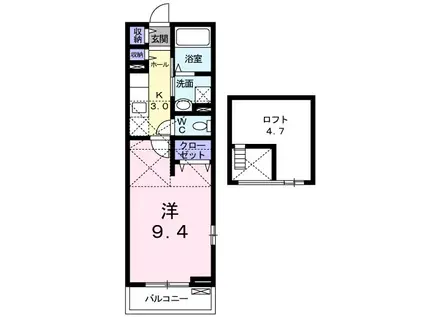 アバンツァート2(1K/2階)の間取り写真