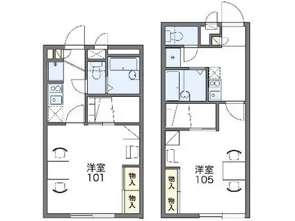 レオパレス久米(1K/2階)の間取り写真