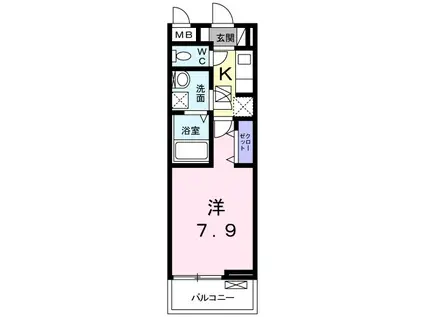ECLORE Ⅱ(1K/1階)の間取り写真