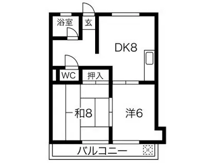 江口マンション四女子(2DK/4階)の間取り写真