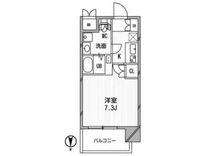 アスリート江坂2番館(1K/8階)の間取り写真
