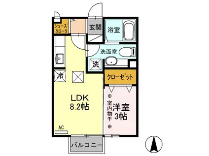 グランモア卯の花(1LDK/1階)の間取り写真