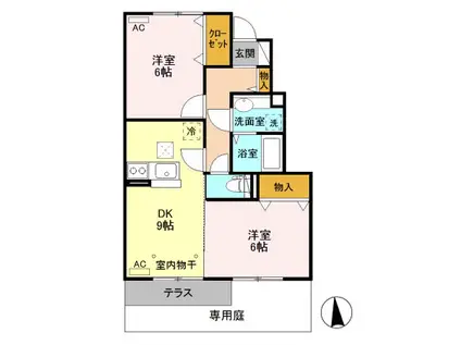 グラシアスB(2DK/1階)の間取り写真