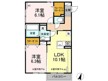SAM-Ⅲ(2LDK/2階)の間取り写真