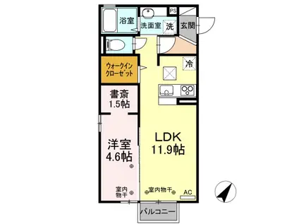 エーデルワイス(1LDK/1階)の間取り写真
