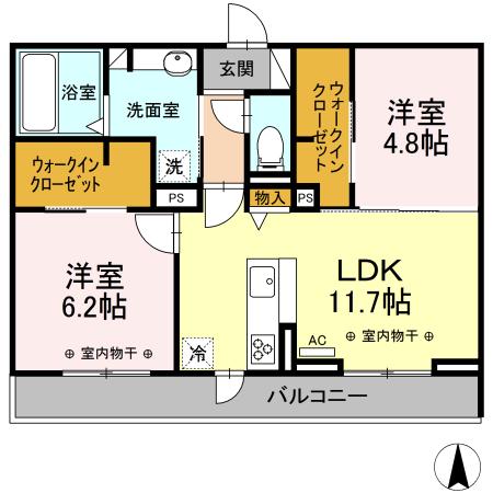 エトワールⅡ(2LDK/2階)の間取り写真