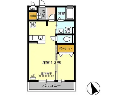 セジュールネクサス(ワンルーム/2階)の間取り写真