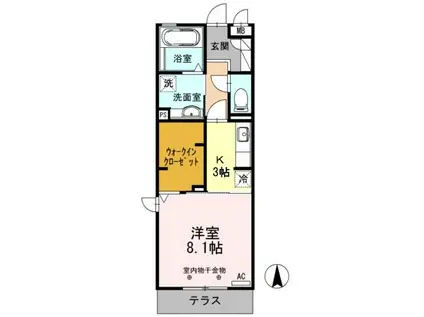 セジュール坪ノ内Ⅱ(1K/1階)の間取り写真