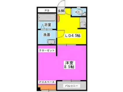 安隆ハイツ(1DK/3階)の間取り写真